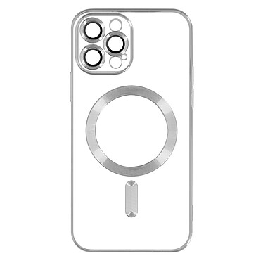 Avizar Coque MagSafe pour iPhone 13 Pro Max Silicone Protection Caméra  Contour Chromé Argent