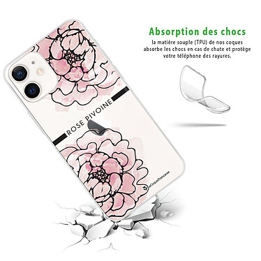 Avis LaCoqueFrançaise Coque iPhone 12 mini 360 intégrale transparente Motif Rose Pivoine Tendance