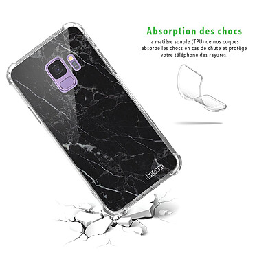 Avis Evetane Coque Samsung Galaxy S9 anti-choc souple angles renforcés transparente Motif Marbre noir