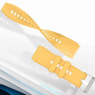 Avis Avizar Bracelet pour Huawei Watch GT Runner Silicone Renforcé Boucle Argentée Jaune