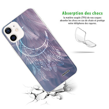 Avis Evetane Coque iPhone 12 mini silicone transparente Motif Lune Attrape Rêve ultra resistant
