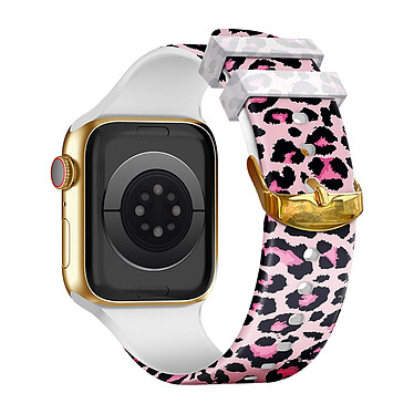 Avizar Bracelet pour Apple Watch 41 / 40 / 38 mm Silicone à Motif Léopard Rose