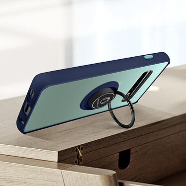 Avizar Coque pour Samsung Galaxy S10 Plus Bi-matière Bague Métallique Support Vidéo  bleu pas cher