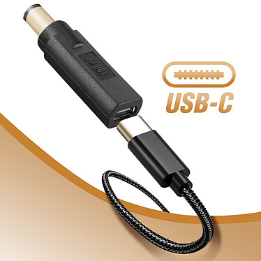 Avizar Adaptateur de Charge USB-C  vers Ordinateur Portable HP 7.4 x 5.0mm, Noir pas cher