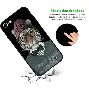 Avis Evetane Coque iPhone 7/8/ iPhone SE 2020 Silicone Liquide Douce noir Tigre Fashion