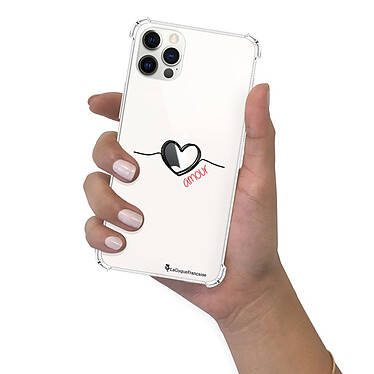 LaCoqueFrançaise Coque iPhone 12/12 Pro anti-choc souple angles renforcés transparente Motif Coeur Noir Amour pas cher