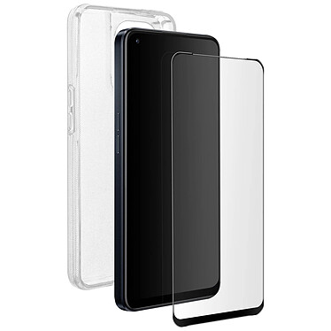 Bigben Coque pour Oppo Reno 8 Silicone Souple Transparente + Verre Trempé 9H Noir