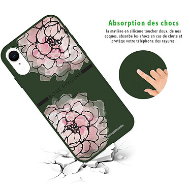 Avis LaCoqueFrançaise Coque iPhone Xr Silicone Liquide Douce vert kaki Rose Pivoine