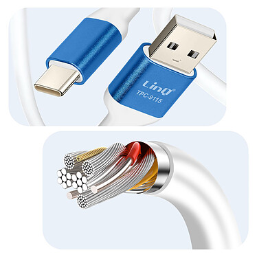 LinQ Câble USB vers USB C Fast Charge 3A Synchronisation Longueur 1.5m Bleu pas cher