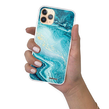 Evetane Coque iPhone 11 Pro Max silicone transparente Motif Bleu Nacré Marbre ultra resistant pas cher