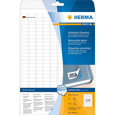 HERMA Pack 2000 Etiquettes Universelles SPECIAL 35,6 x 16,9 mm Amovibles Blanc