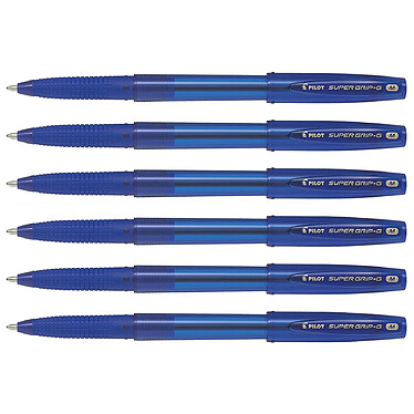 PILOT Stylo à bille SUPER GRIP G avec capuchon pointe moyenne bleu x 6