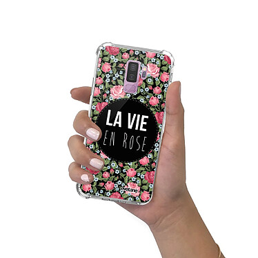 Evetane Coque Samsung Galaxy S9 Plus anti-choc souple angles renforcés transparente Motif La Vie en Rose pas cher