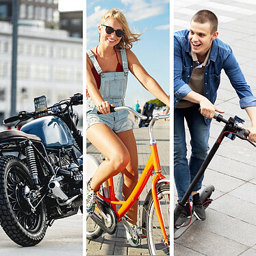4smarts Support Vélo / Moto / Trottinette Smartphone Fixation guidon  City Noir pas cher