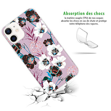 Avis LaCoqueFrançaise Coque iPhone 12 mini silicone transparente Motif Fleurs parme ultra resistant
