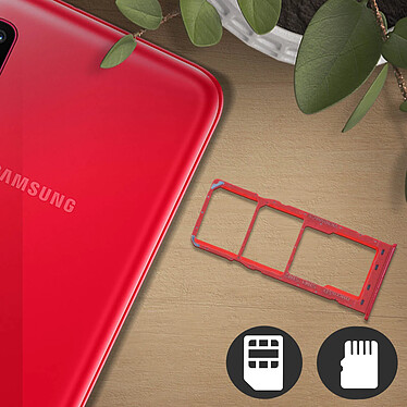 Avis Clappio Tiroir carte sim Galaxy A10 2x Nano Sim et microSD rouge