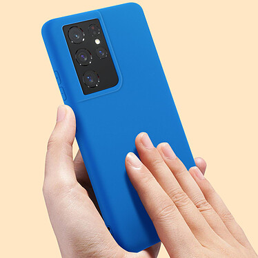 Avizar Coque Samsung Galaxy S21 Ultra Silicone Souple Soft Touch Compatible QI Bleu pas cher