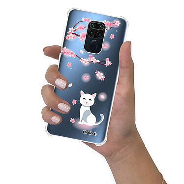 Evetane Coque Xiaomi Redmi Note 9 anti-choc souple angles renforcés transparente Motif Chat et Fleurs pas cher