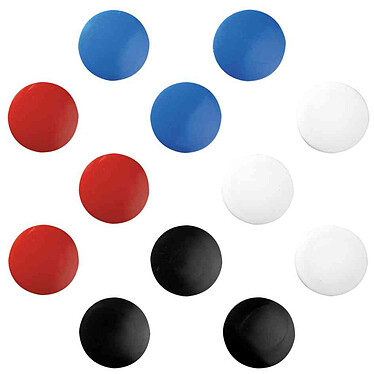 HERLITZ Blister 10 aimants ronds diamètre 30 mm coloris Assortis noir rouge bleu blanc
