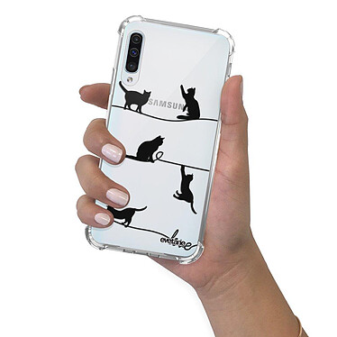 Evetane Coque Samsung Galaxy A50 anti-choc souple angles renforcés transparente Motif Chat Lignes pas cher
