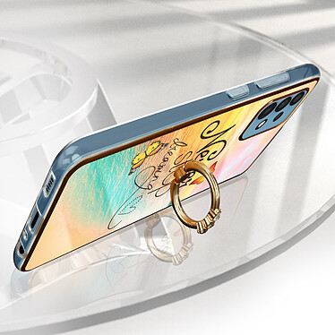 Avis Avizar Coque pour Samsung Galaxy A32 Bi-matière avec Bague de Maintien à Strass Effet Bijou Motif Plage ''Never Stop Dreaming'' Orange