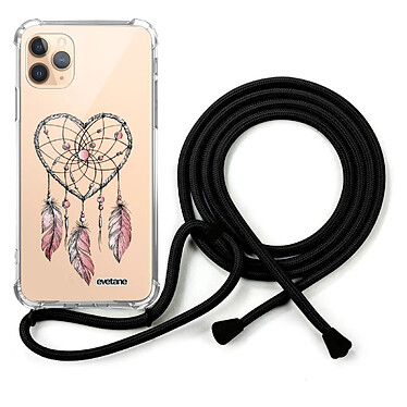 Evetane Coque cordon iPhone 11 Pro noir Dessin Attrape coeur