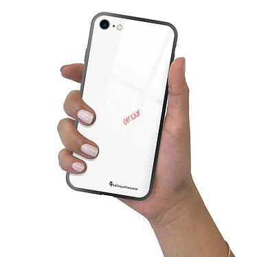 LaCoqueFrançaise Coque iPhone 7/8/ iPhone SE 2020/ 2022 Coque Soft Touch Glossy Coeur Blanc Amour Design pas cher