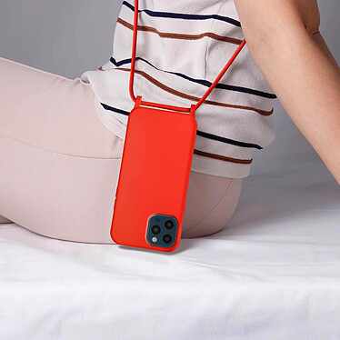 Avis Avizar Coque Cordon pour iPhone 12 Pro Max Semi-rigide Lanière Tour du Cou 80cm  rouge