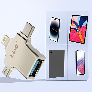 Avis LinQ Adaptateur OTG 3 en 1 Lightning, USB-C et Micro-USB vers USB Compact  Argent