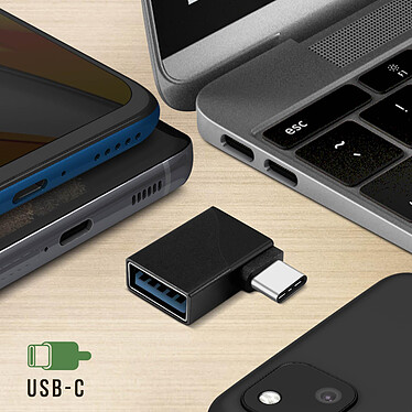 Avizar Adaptateur USB-A Femelle vers USB-C Mâle Prise Coudée 90° Ultra-compact Noir pas cher