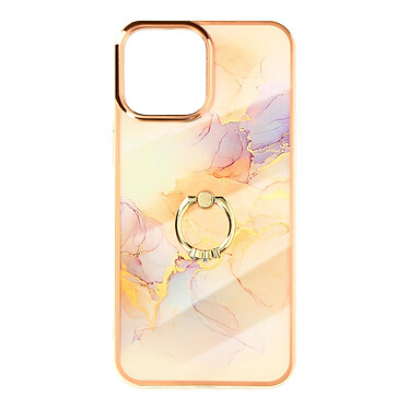 Avizar Coque iPhone 13 Mini Bi-matière avec Bague de maintien Motif marbre - rose