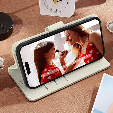 Avis Avizar Étui pour iPhone 15 Portefeuille Design rhombique matelassé  blanc