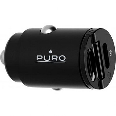 PURO Double Chargeur voiture USB C+C PD 30W Power Delivery Mini Noir