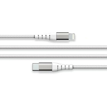 Force Power Câble Renforcé USB C/Lightning 3m - 3A Blanc