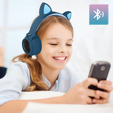 Avis Avizar Casque Audio Bluetooth Design Oreilles Chat pour Smartphone/Tablette Bleu Nuit