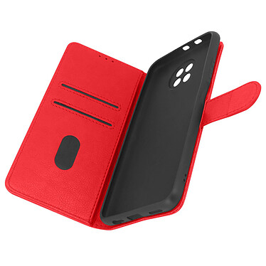 Avizar Étui pour Xiaomi Redmi Note 9T 5G Clapet Portefeuille Support Vidéo  Rouge