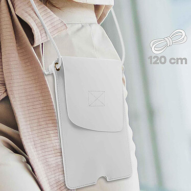Avizar Pochette Bandoulière Smartphone avec Rangement carte Simili cuir  blanc pas cher