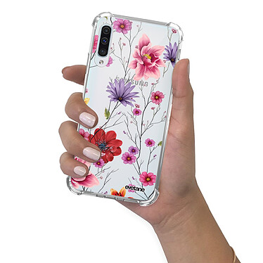 Evetane Coque Samsung Galaxy A50 anti-choc souple angles renforcés transparente Motif Fleurs Multicolores pas cher
