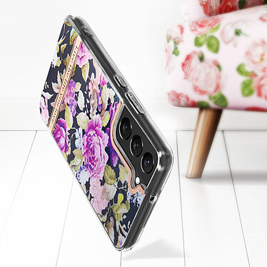 Acheter Avizar Coque Samsung Galaxy S22 Dos Rigide Contour Souple Design Fleurs Violettes