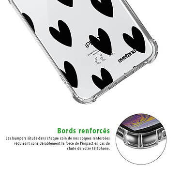 Acheter Evetane Coque iPhone 7/8/ iPhone SE 2020 anti-choc souple angles renforcés transparente Motif Coeurs Noirs