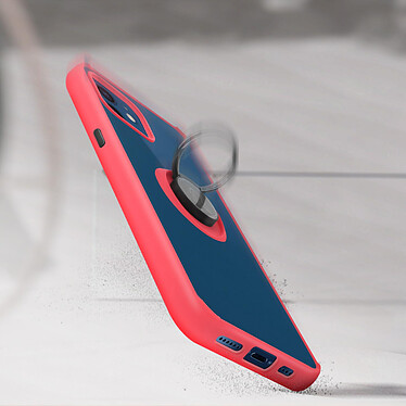 Avizar Coque iPhone 12 / 12 Pro Bi-matière Bague Métallique Fonction Support rouge pas cher