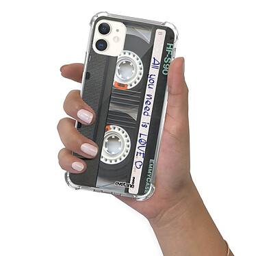 Evetane Coque iPhone 11 anti-choc souple angles renforcés transparente Motif Cassette pas cher