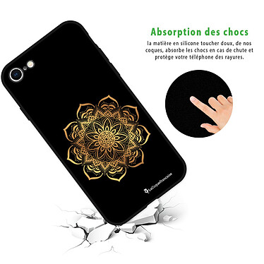 Avis LaCoqueFrançaise Coque iPhone 7/8 Silicone Liquide Douce noir Mandala Or