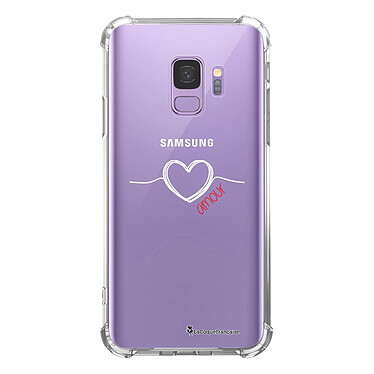 LaCoqueFrançaise Coque Samsung Galaxy S9 anti-choc souple angles renforcés transparente Motif Coeur Blanc Amour
