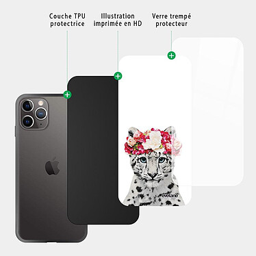 Acheter Evetane Coque en verre trempé iPhone 11 Pro Max Leopard Couronne