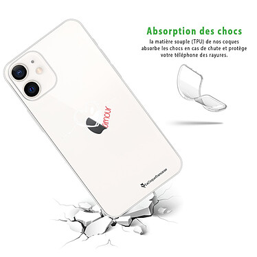 Avis LaCoqueFrançaise Coque iPhone 12 mini silicone transparente Motif Coeur Blanc Amour ultra resistant