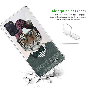 Avis Evetane Coque Samsung Galaxy A21S anti-choc souple angles renforcés transparente Motif Tigre Fashion