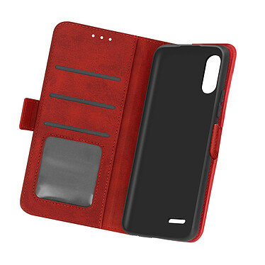 Avizar Étui LG K22 Style Vintage avec Porte-cartes et Support Vidéo rouge
