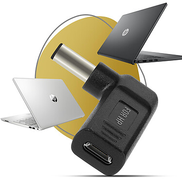 Acheter Avizar Adaptateur de Charge USB-C  coudé vers Ordinateur Portable HP 7,4 x 5,0mm, Noir