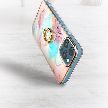 Acheter Avizar Coque iPhone 12 et 12 Pro Bi-matière Bague de maintien Motif marbre Multicolore